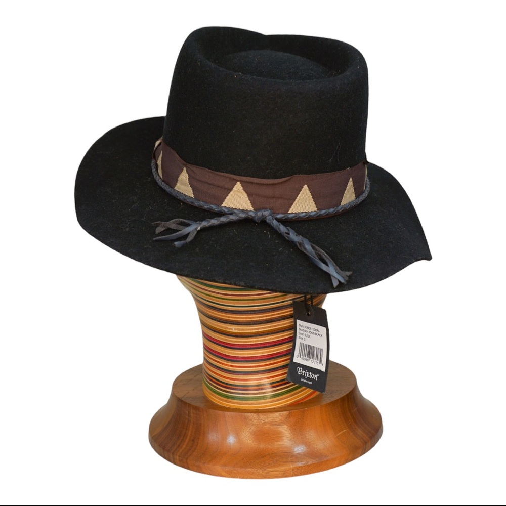 BRIXTON Venice fedora black hat NWT sz S - Picture 3 of 4